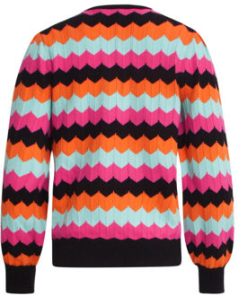 Smashed Lemon 24912 zigzag gestreepte gebreide top | Veelkleurig - XS