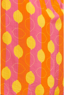 Smashed Lemon 25001 v-hals korte mouw top met citroenstrepen print | Veelkleurig