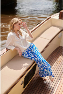 Smashed Lemon 25004 wijde broek met te abstracte print | Blauw - XXL