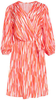 Smashed Lemon 25007 gestreepte satijn jurk met driekwart mouwen | Veelkleurig