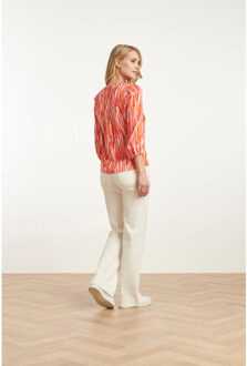 Smashed Lemon 25008 gestreepte v-hals satijn top | Veelkleurig - M