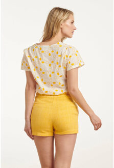 Smashed Lemon 25016 te katoenen blouse met citroen borduursels | Wit - S