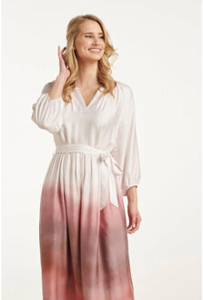 Smashed Lemon 25021 maxi jurk met vintage mauve ombre print | Wit - XXL