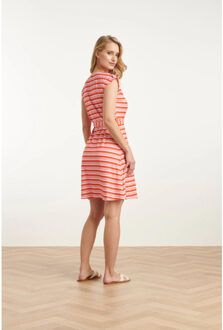 Smashed Lemon 25037 v-hals overlapped korte jurk met grafische dots, | Veelkleurig - S