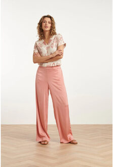 Smashed Lemon 25045 v-hals paneel top met een groot aztec print-nude tinten | Beige - S