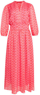 Smashed Lemon 25050 elegante maxi chiffon jurk met schelpprint | Rood