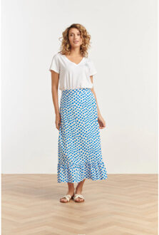 Smashed Lemon 25085 zomer maxi rok met polkadots | Wit - XXL