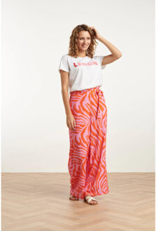 Smashed Lemon 25087 wide pants met dierenprint | Roze - S