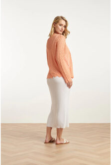 Smashed Lemon 25095 perzische crochet gebreide cardigan | Oranje - 4XL