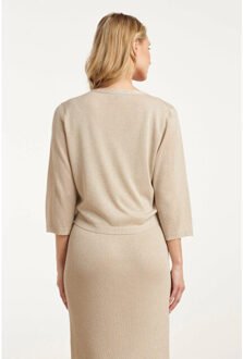 Smashed Lemon 25105 e lurex gebreide bolero | Beige - XS
