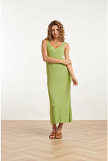 Smashed Lemon 25106 licht gebreide strappy midi-jurk | Groen - XS