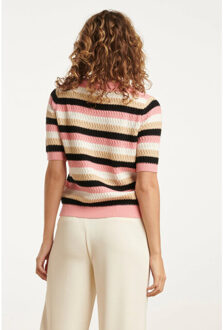 Smashed Lemon 25109 gebreide trui met , colourblock | Roze - 4XL