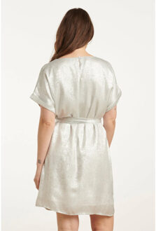 Smashed Lemon 25111 metallic zomerjurk | Zilver - XL