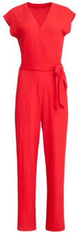 Smashed Lemon 25116 rood stretchy crinkle jumpsuit - XXL