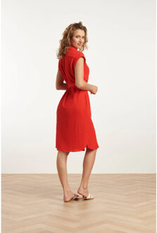 Smashed Lemon 25118 rood stretchy crinkle shirtjurk