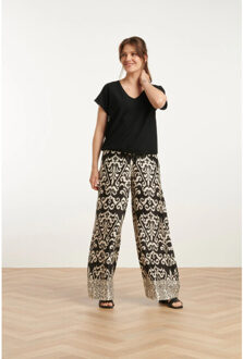 Smashed Lemon 25120 stretchy crinkle top met v-hals | Zwart - XS