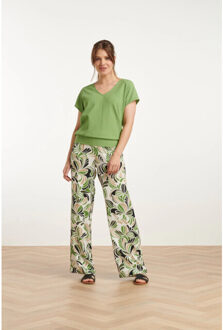 Smashed Lemon 25120 top licht stretchy crinkle v-hals | Groen - XS