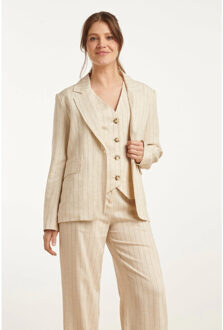 Smashed Lemon 25126 pinstriped linen blazer | Beige