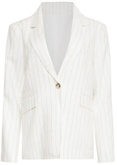 Smashed Lemon 25130 te pinstripe linnen blazer | Wit - XS