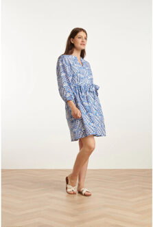 Smashed Lemon 25135 cobalt brie anglaise jurk | Blauw - XXXL