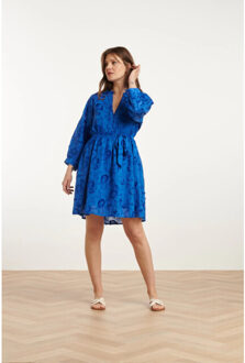 Smashed Lemon 25137 3d bloemen jurk | Blauw - M