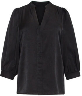 Smashed Lemon 25142 e rayon satijnen blouse | Zwart - M