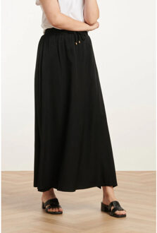 Smashed Lemon 25143 e rayon satin maxi rok | Zwart - 4XL