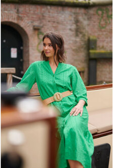 Smashed Lemon 25146 felgroene midi broderie anglaise jurk met - XXL