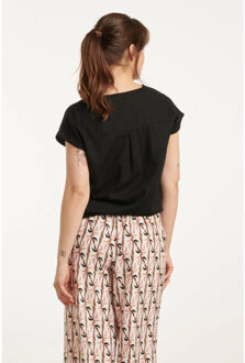 Smashed Lemon 25148 e linnen top met v-hals | Zwart - XS