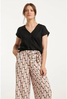 Smashed Lemon 25148 e linnen top met v-hals | Zwart - XXL