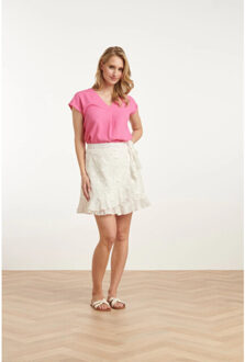 Smashed Lemon 25148 linnen top met v-hals | Roze - XS