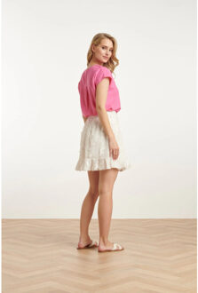 Smashed Lemon 25148 linnen top met v-hals | Roze