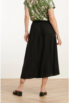 Smashed Lemon 25149 e linnen midi rok | Zwart - XS