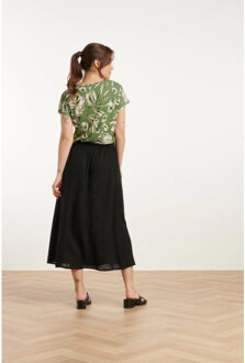 Smashed Lemon 25149 e linnen midi rok | Zwart - XXXL