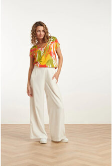 Smashed Lemon 25156 multicoloured bladprint top met v-hals | Veelkleurig - XXXL