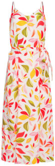 Smashed Lemon 25157 midi jurk met multi bladprint | Wit - XL