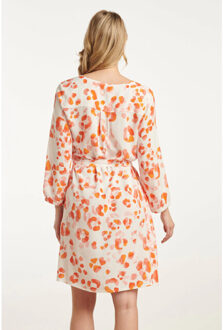 Smashed Lemon 25163 korte jurk met perzik dierenprint | Oranje - XXXL