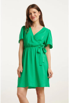 Smashed Lemon 25170 fel zomerjurk met overlap v-hals | Groen - XS