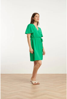 Smashed Lemon 25170 fel zomerjurk met overlap v-hals | Groen - XXXL