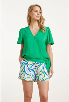 Smashed Lemon 25172 overlap topfel met strik detail | Groen - XS