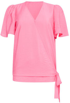 Smashed Lemon 25172 overlap topfel met strik detail | Roze - XL