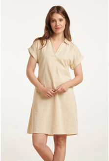 Smashed Lemon 25176 linnen jurk met kraag | Beige - 4XL