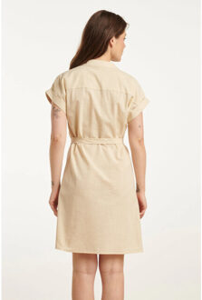 Smashed Lemon 25176 linnen jurk met kraag | Beige - XS