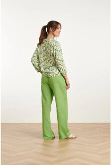 Smashed Lemon 25177 lime linnen broek | Groen - XS