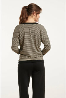Smashed Lemon 25179 top met chevron streepprint | Zwart - XXXL