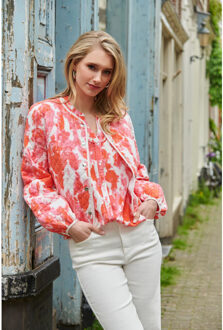 Smashed Lemon 25182 gequilt jas met abstracte verfspattersperzik | Veelkleurig - XS