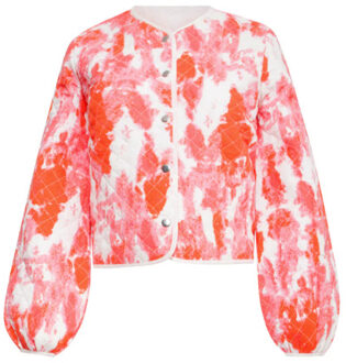 Smashed Lemon 25182 gequilt jas met abstracte verfspattersperzik | Veelkleurig - XXL