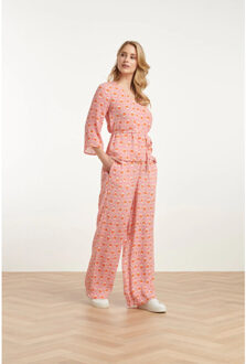 Smashed Lemon 25183 peach schelpprint broek | Veelkleurig - M