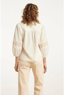 Smashed Lemon 25194 off white top met geborduurde mouwen | Wit - XS