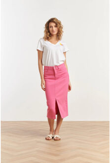 Smashed Lemon 25205 denim midi rok | Roze - XXL